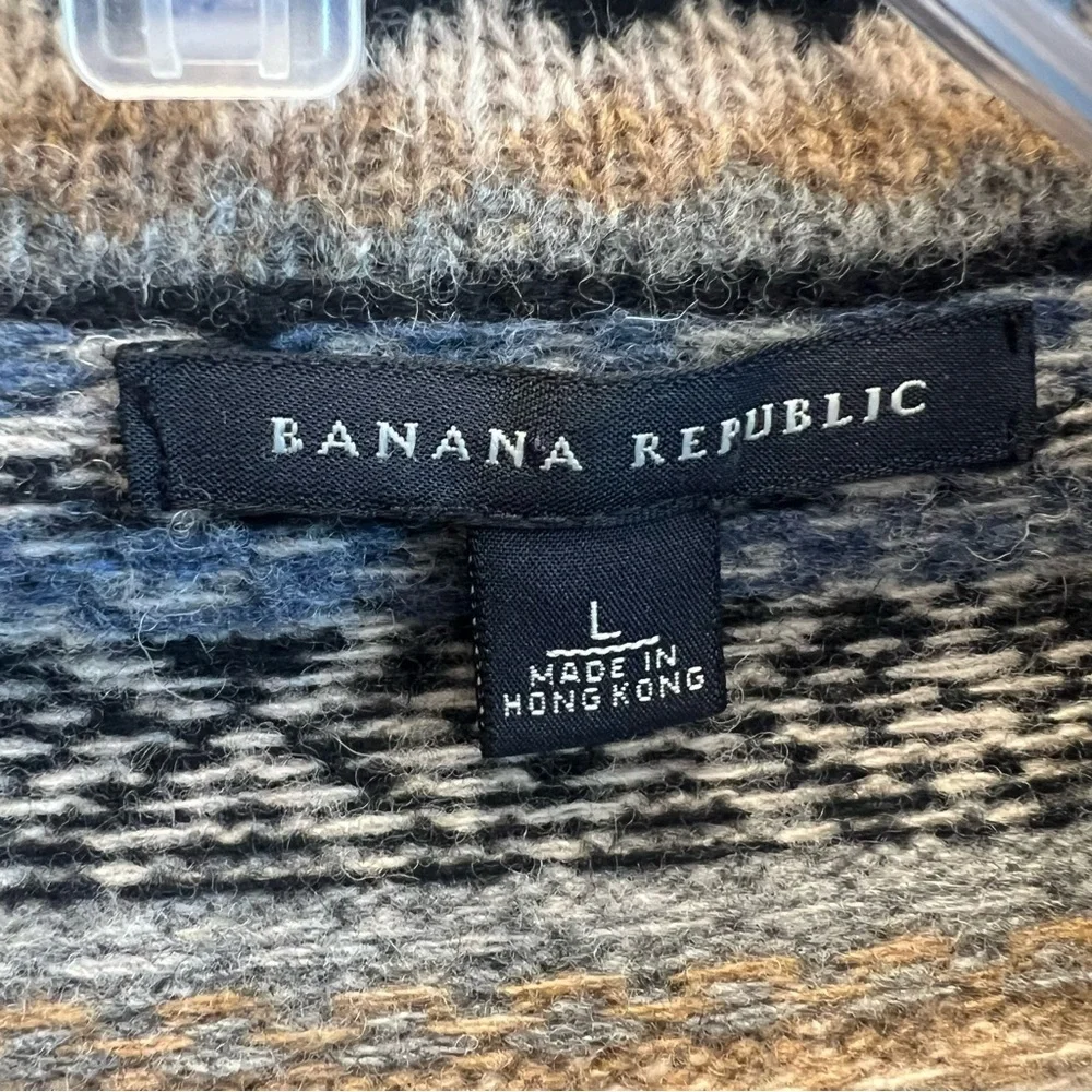 Banana Republic Fair Isle Wool Cardigan - Size Large - Picture 3 of 6